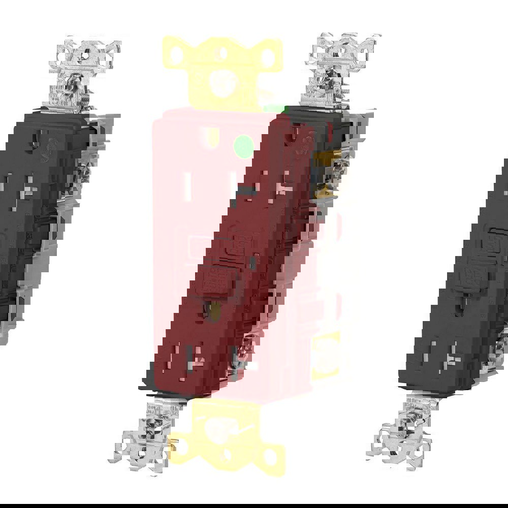 GFCI Receptacles; Grade: Commercial; Hospital ; Receptacle Type: Duplex ; NEMA Configuration: 5-20R ; Amperage: 20 ; Reset Type: Manual ; Wiring Method: Back; Side